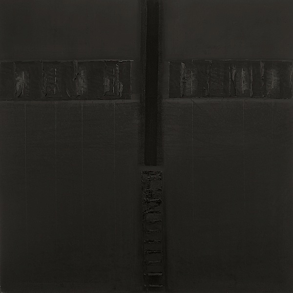 Jochen P. Heite: Komposition, o.T. [#2], 2014/15, 
Pigment gesiebt, Graphit, Ölkreide, Öl auf Leinwand, 100 x 100 cm

